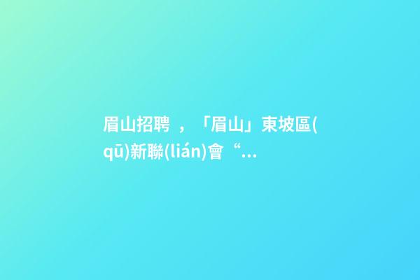 眉山招聘，「眉山」東坡區(qū)新聯(lián)會“零工市場”招聘會人氣火爆